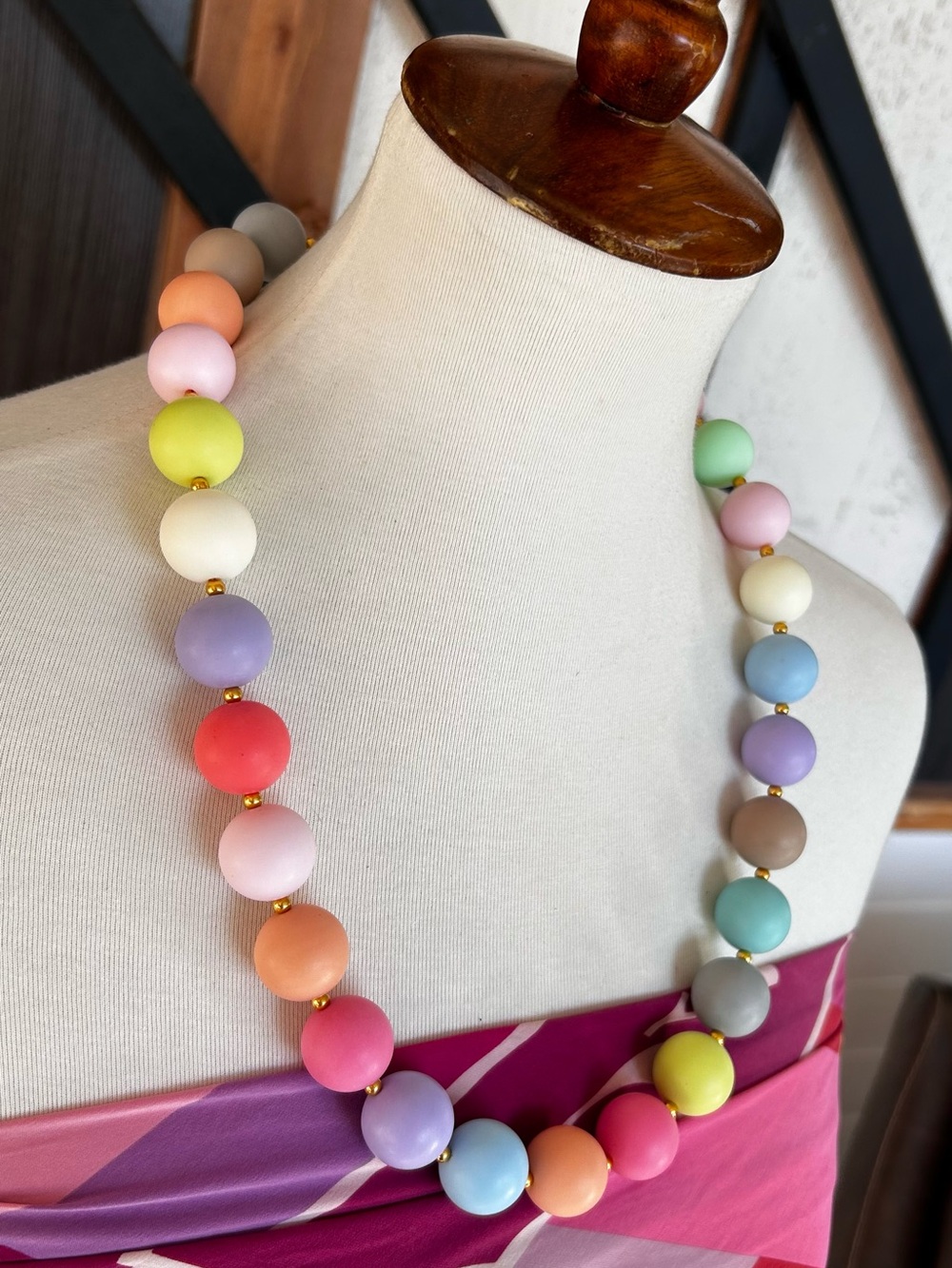 NEW Handcrafted 20mm Bubblegum Bead Necklace & Stretch Bracelet Set